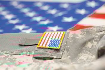 United states flag on military uniform