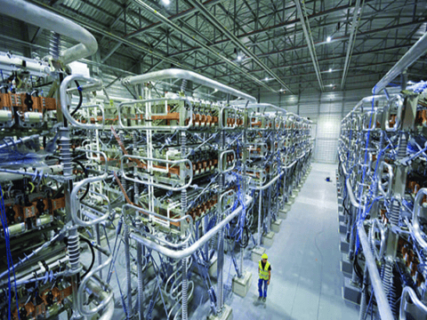 Interior of a High Voltage Direct Current converter station