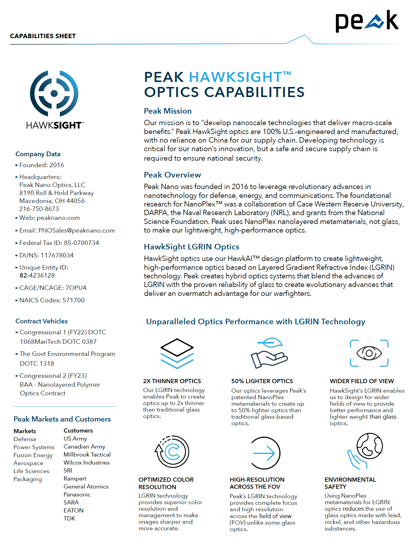 Peak HawkSight Optics Capabilities