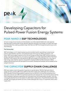 Peak + E&P Technologies: Developing Capacitors for Pulsed-Power Fusion Energy Systems image