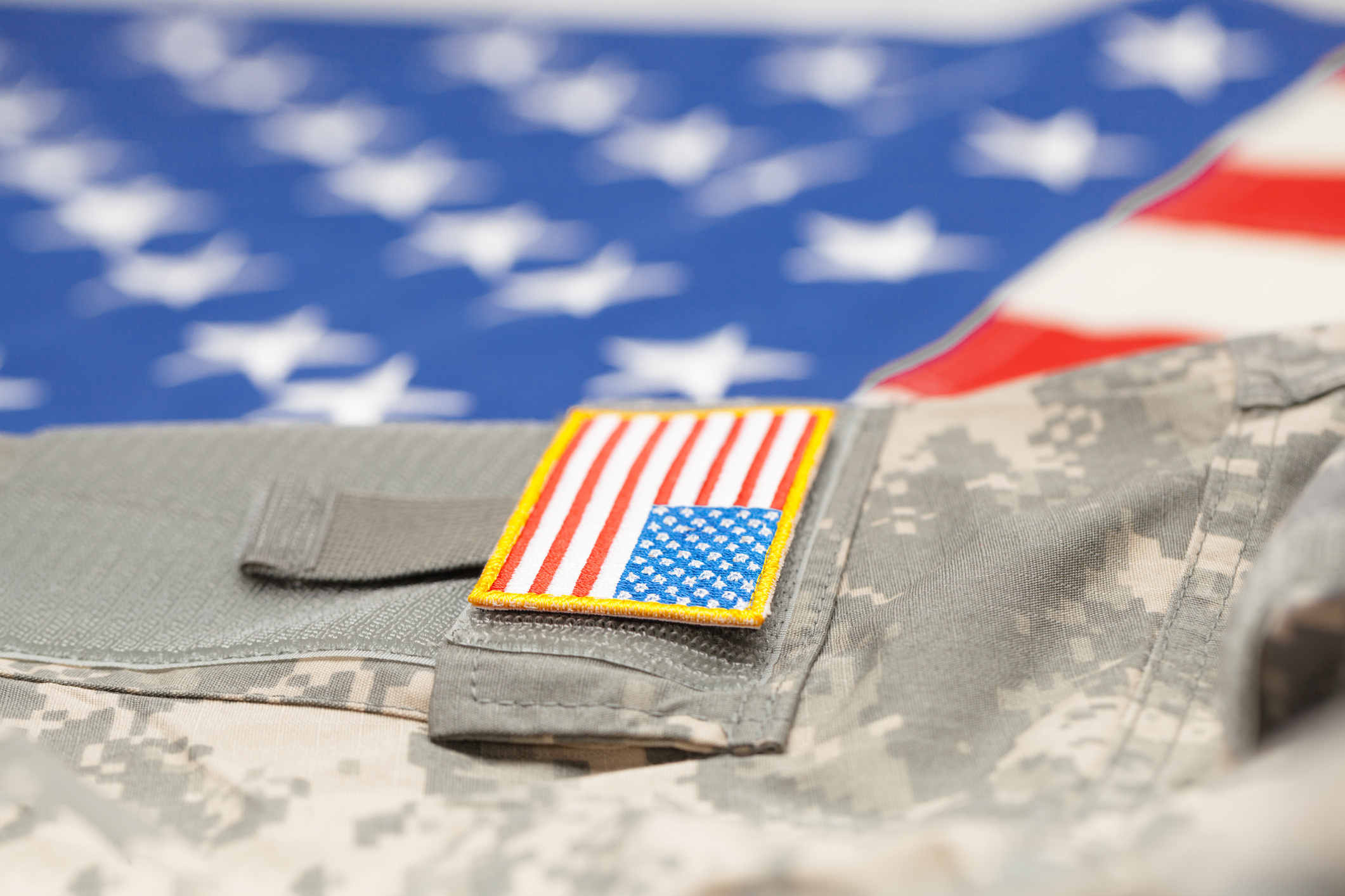United states flag on military uniform