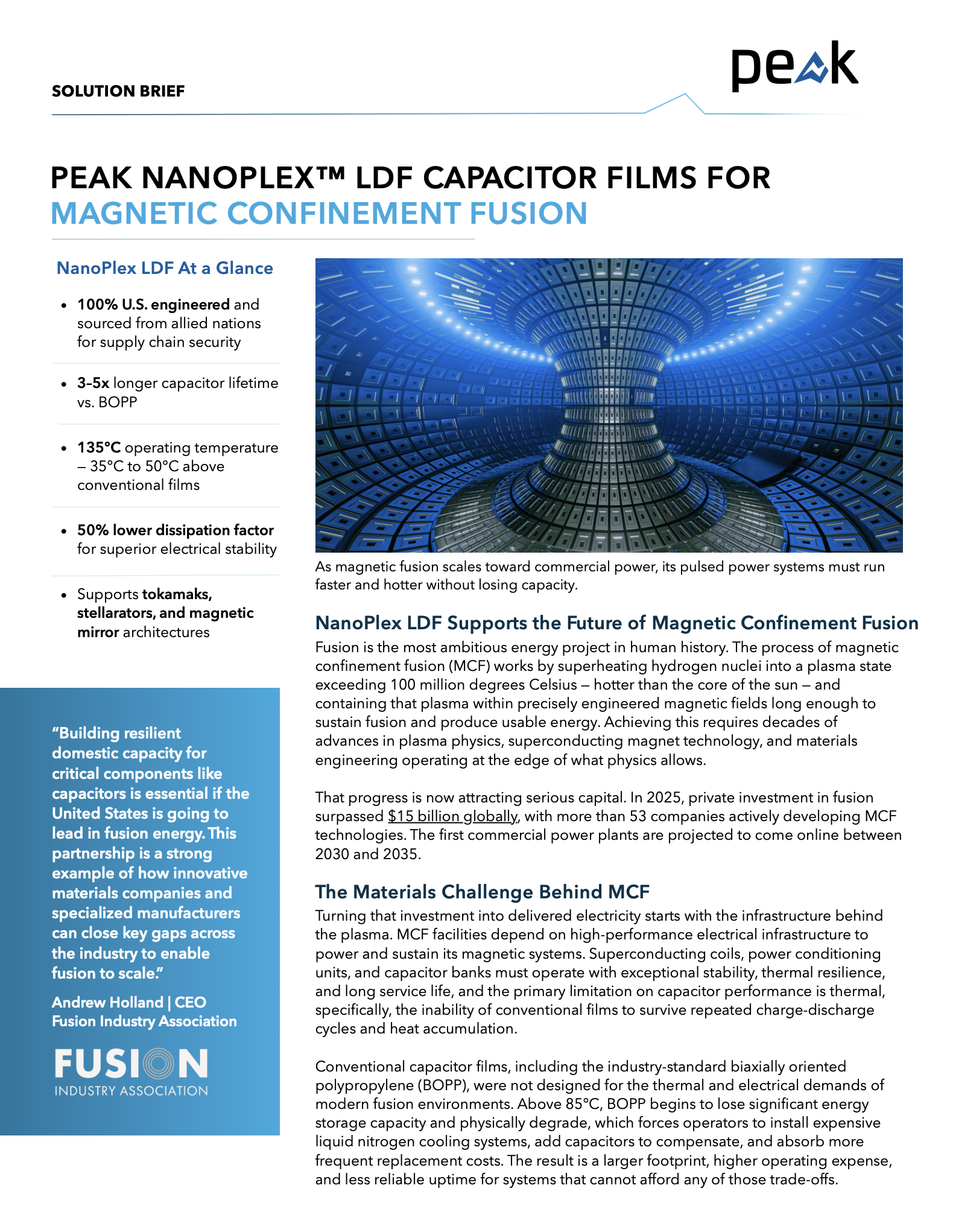 Peak NanoPlex™ LDF Capacitor Films for Magnetic Confinement Fusion image